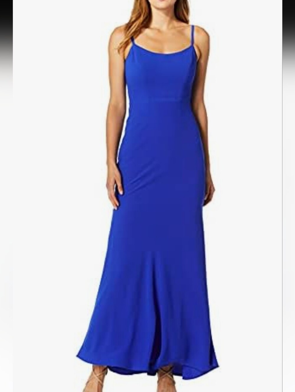 NWT Dress the Population Royal Blue Sleeveless V Neck Gown XL Slit Formal